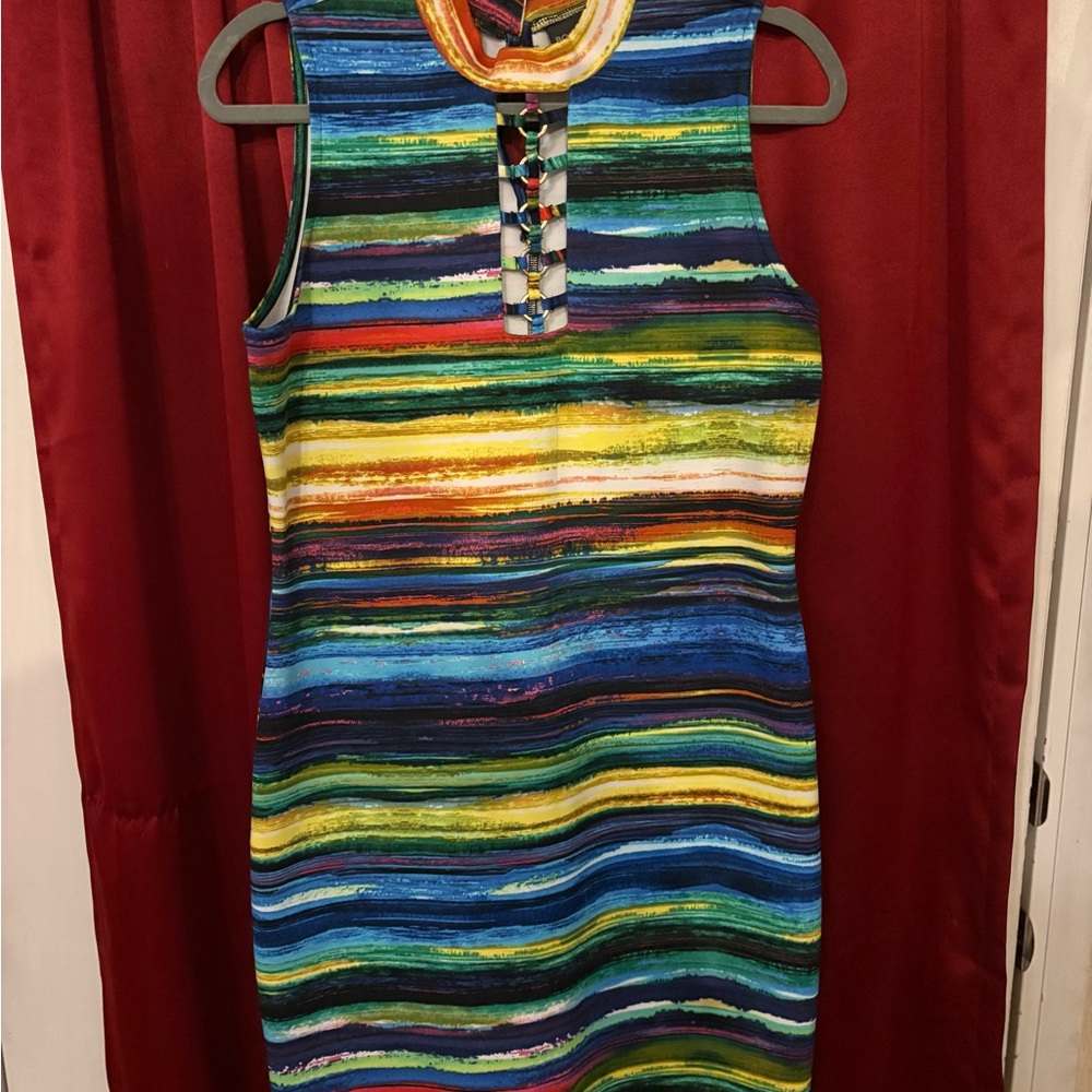 BOLD elements Colorful Striped Mini Dress